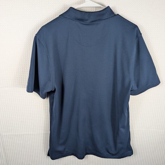 Cubavera Polo Shirt Men Medium Navy Blue Short Sleeve Textured Casual Golf Tee - Picture 4 of 4